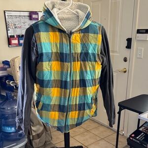 Inside/Out jacket. 2 jackets for the price of one! Hooded.